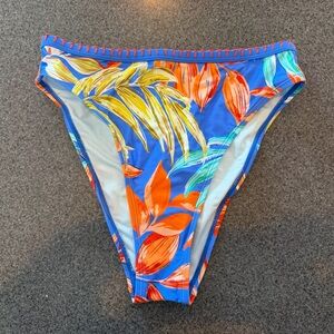Cupshe Blue and Orange Floral Bikini Bottom